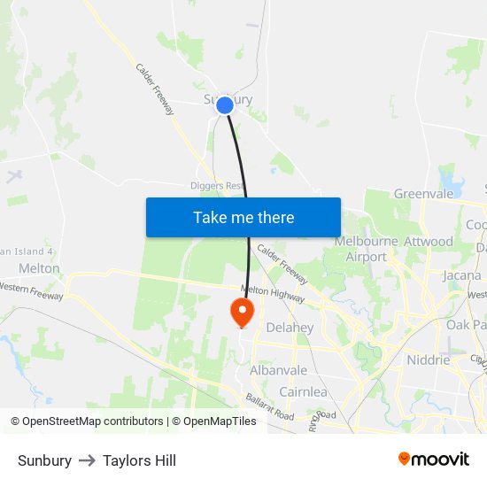 Sunbury to Taylors Hill map