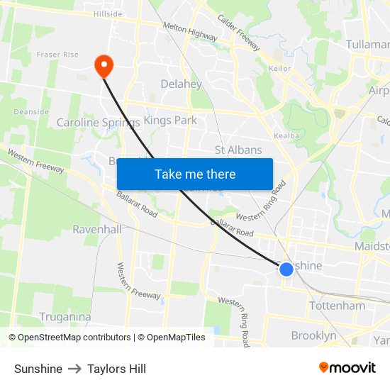 Sunshine to Taylors Hill map