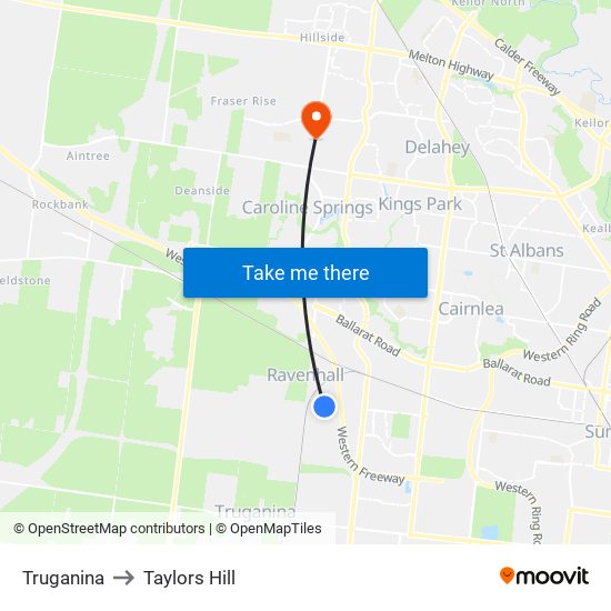 Truganina to Taylors Hill map