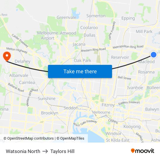 Watsonia North to Taylors Hill map