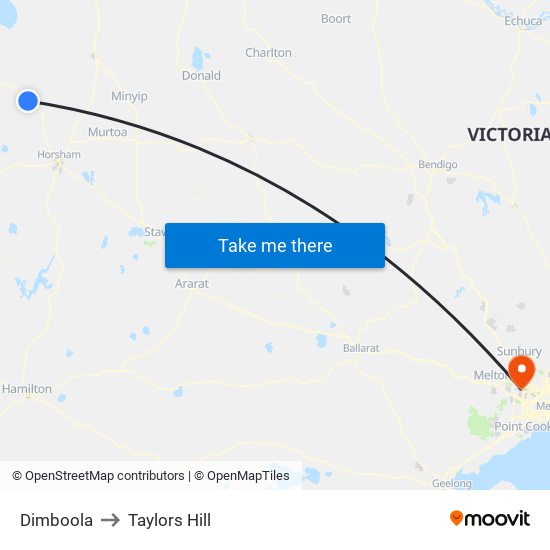 Dimboola to Taylors Hill map