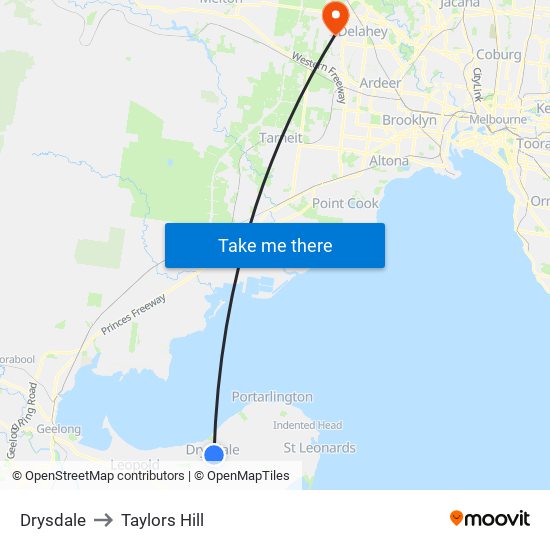 Drysdale to Taylors Hill map