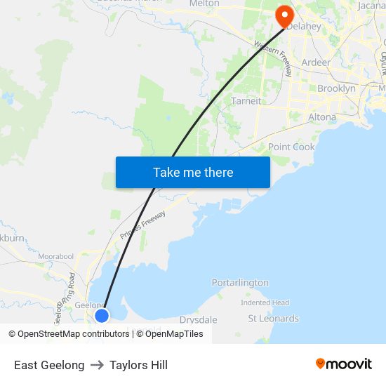 East Geelong to Taylors Hill map