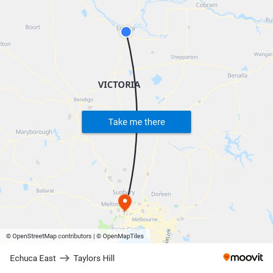 Echuca East to Taylors Hill map