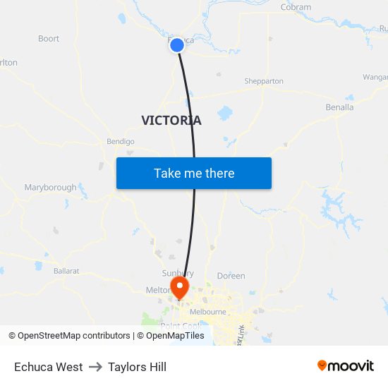Echuca West to Taylors Hill map