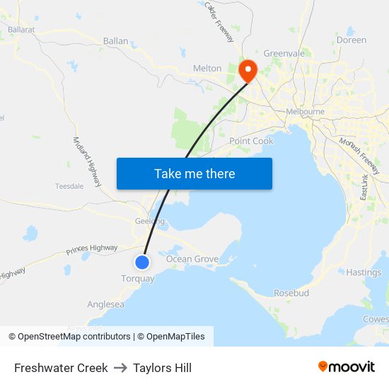 Freshwater Creek to Taylors Hill map