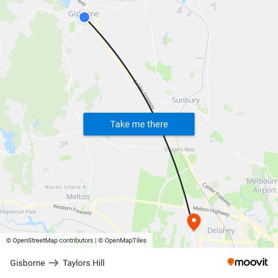 Gisborne to Taylors Hill map