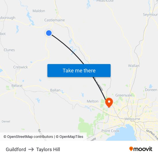 Guildford to Taylors Hill map