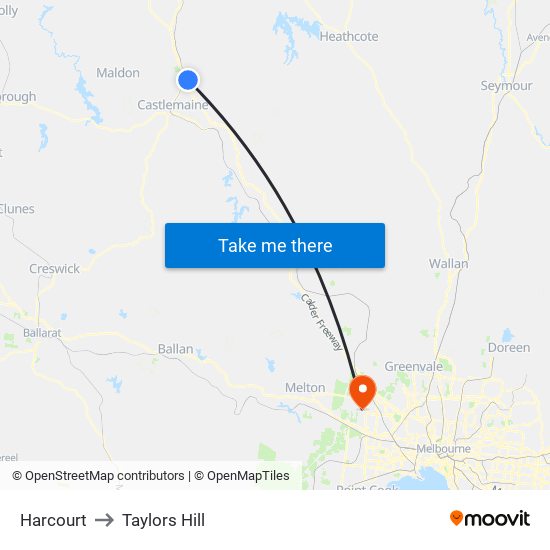 Harcourt to Taylors Hill map