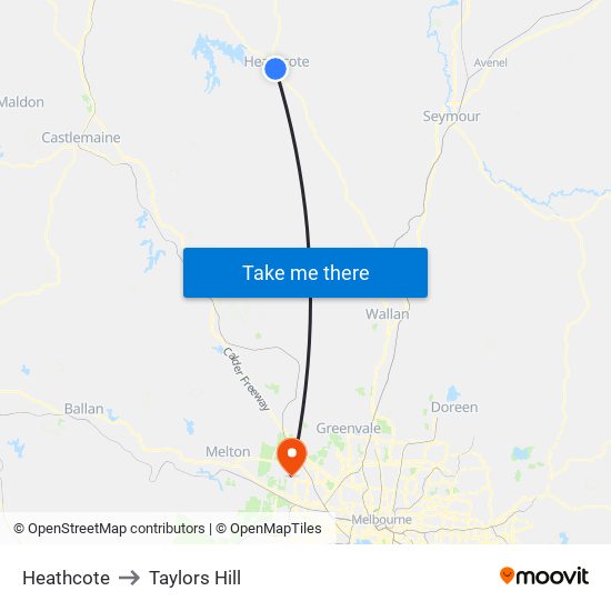 Heathcote to Taylors Hill map