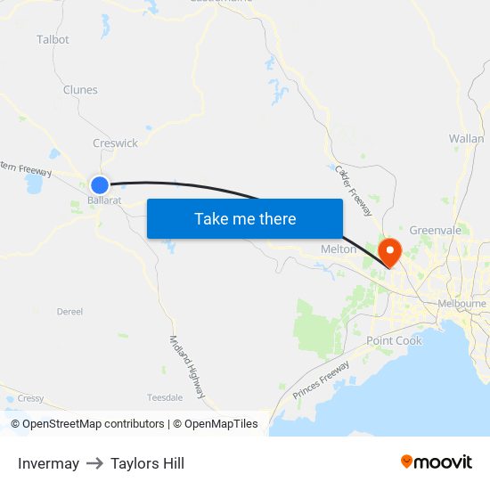 Invermay to Taylors Hill map