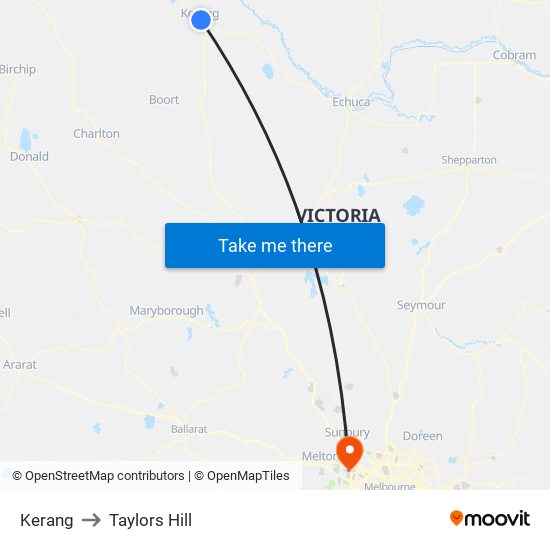 Kerang to Taylors Hill map