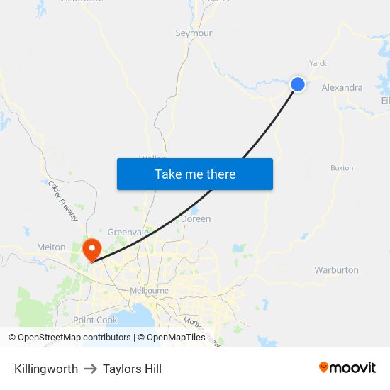 Killingworth to Taylors Hill map