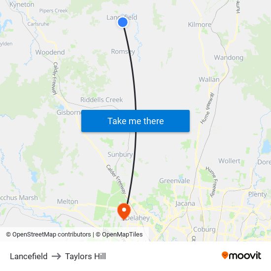 Lancefield to Taylors Hill map