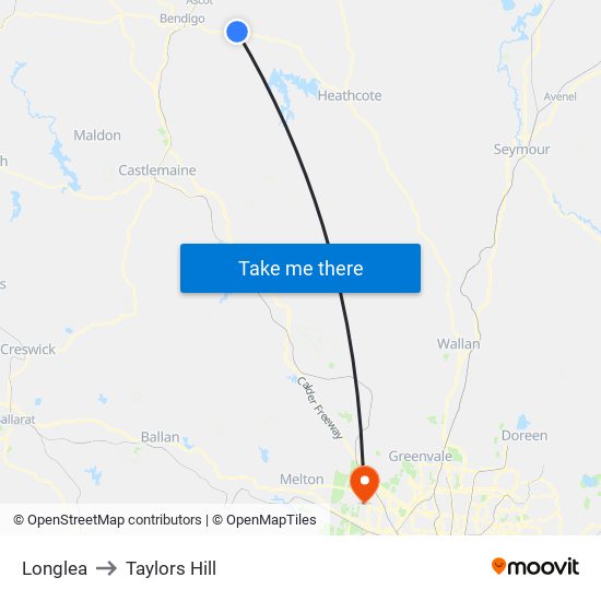 Longlea to Taylors Hill map