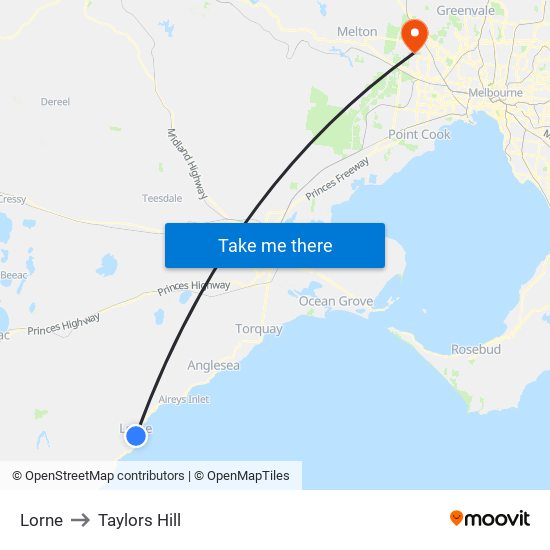 Lorne to Taylors Hill map