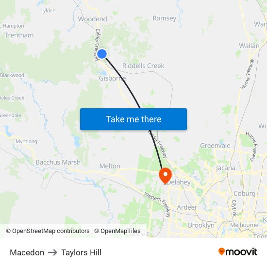 Macedon to Taylors Hill map