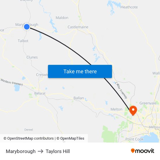 Maryborough to Taylors Hill map