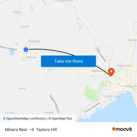 Miners Rest to Taylors Hill map
