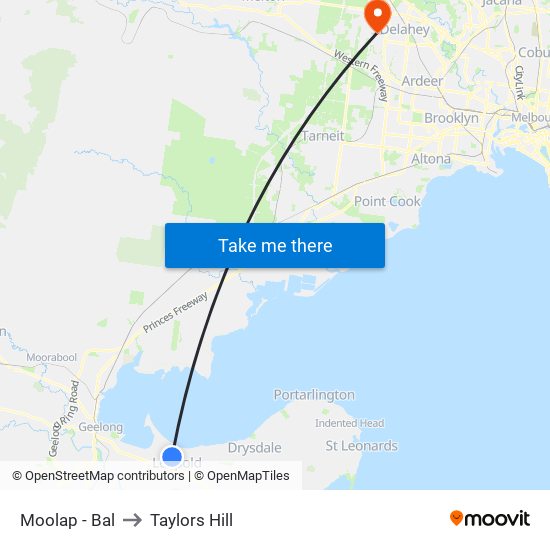 Moolap - Bal to Taylors Hill map