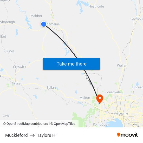 Muckleford to Taylors Hill map