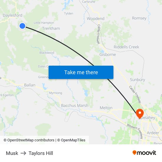 Musk to Taylors Hill map