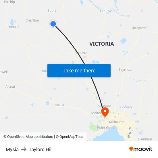 Mysia to Taylors Hill map