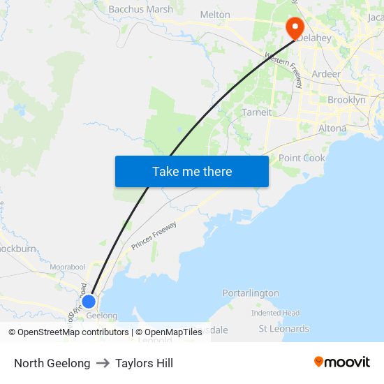 North Geelong to Taylors Hill map