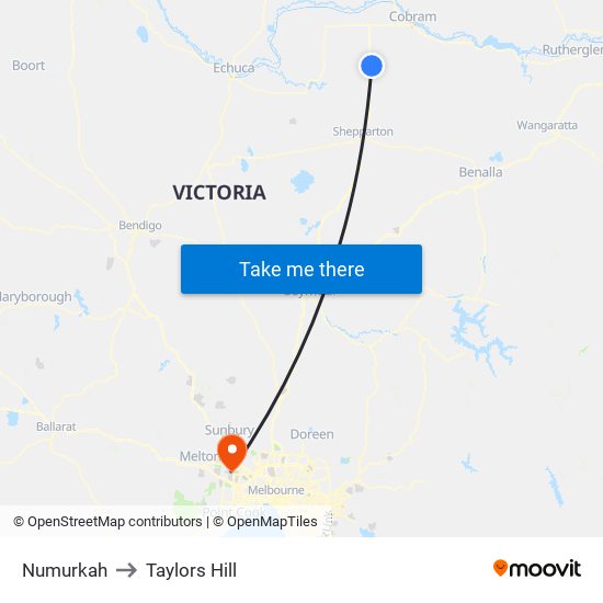 Numurkah to Taylors Hill map