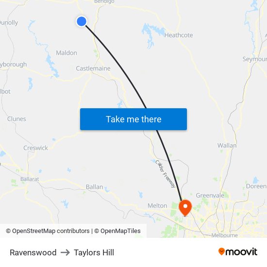 Ravenswood to Taylors Hill map