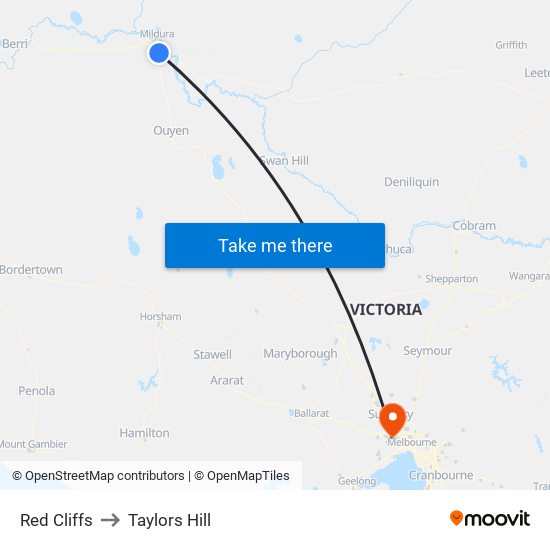 Red Cliffs to Taylors Hill map