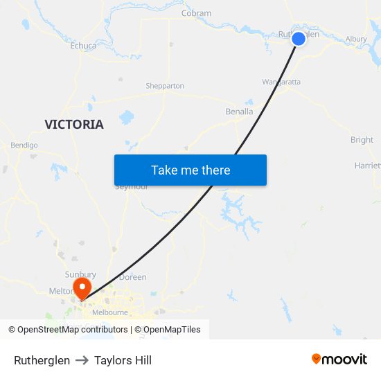 Rutherglen to Taylors Hill map