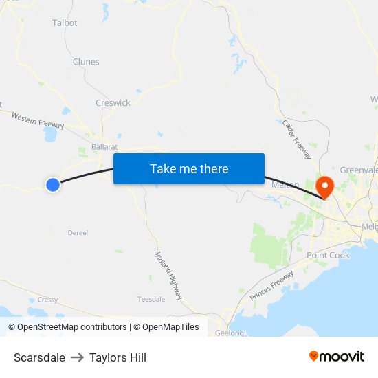 Scarsdale to Taylors Hill map