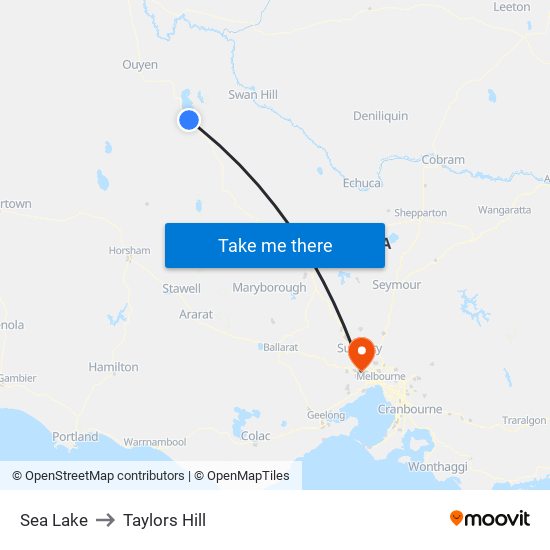 Sea Lake to Taylors Hill map