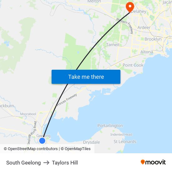 South Geelong to Taylors Hill map