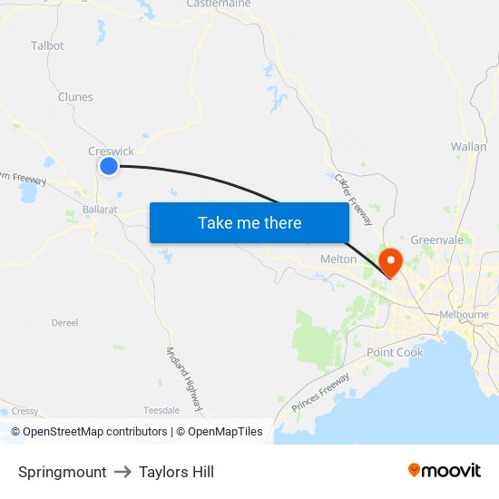 Springmount to Taylors Hill map