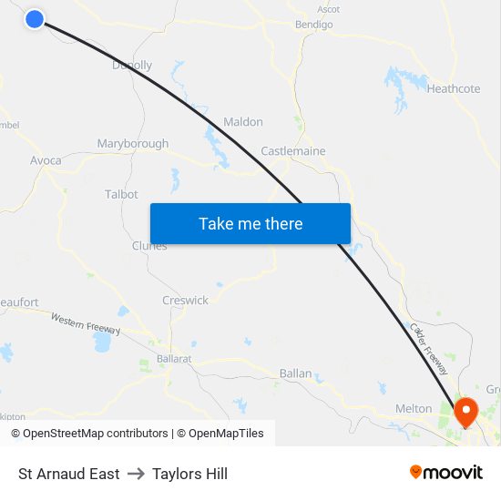 St Arnaud East to Taylors Hill map