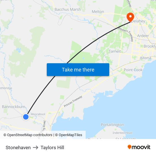 Stonehaven to Taylors Hill map