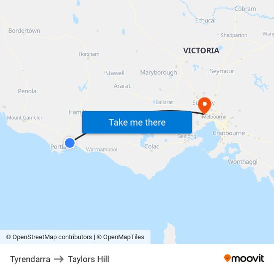 Tyrendarra to Taylors Hill map