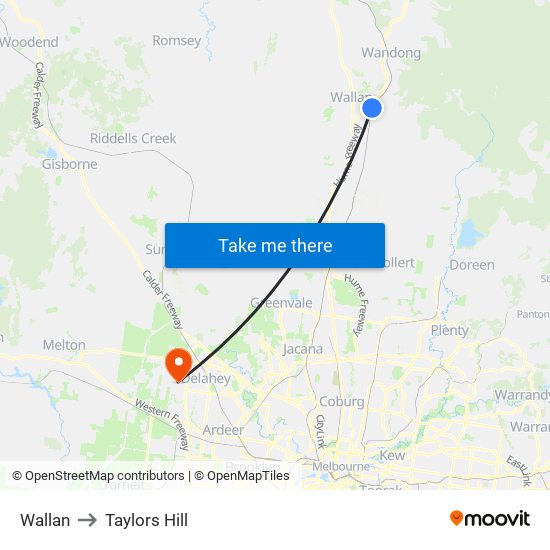 Wallan to Taylors Hill map