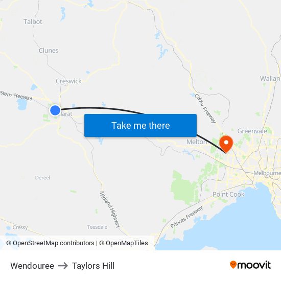 Wendouree to Taylors Hill map
