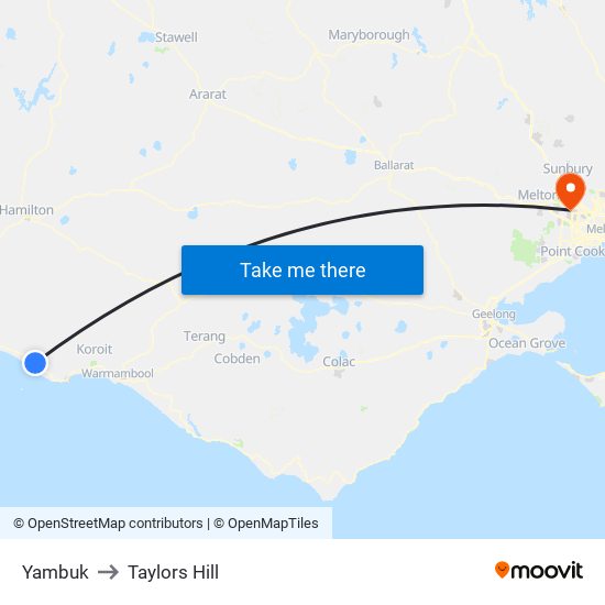 Yambuk to Taylors Hill map
