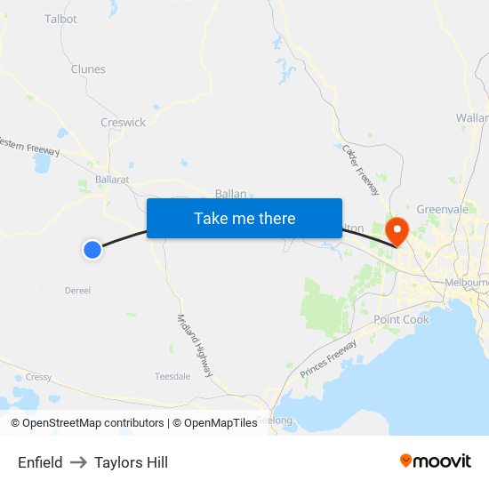 Enfield to Taylors Hill map
