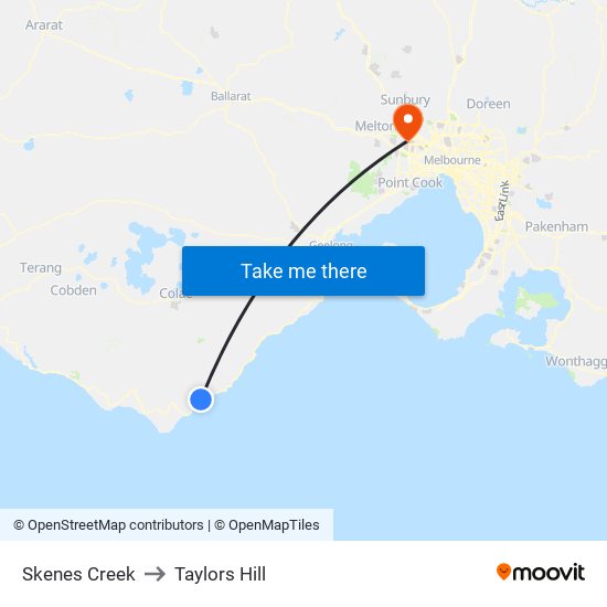 Skenes Creek to Taylors Hill map