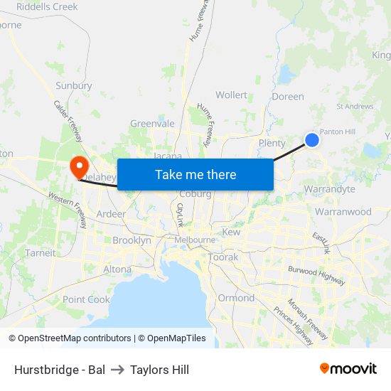 Hurstbridge - Bal to Taylors Hill map