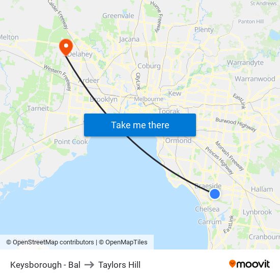 Keysborough - Bal to Taylors Hill map