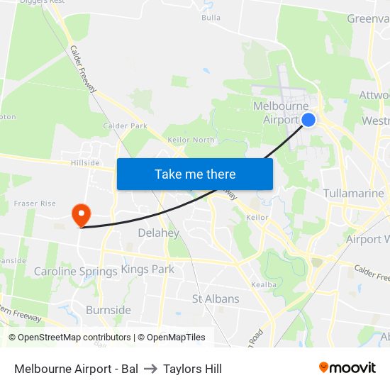 Melbourne Airport - Bal to Taylors Hill map