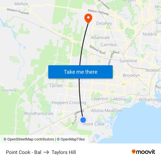 Point Cook - Bal to Taylors Hill map