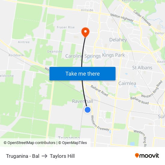 Truganina - Bal to Taylors Hill map