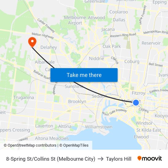 8-Spring St/Collins St (Melbourne City) to Taylors Hill map